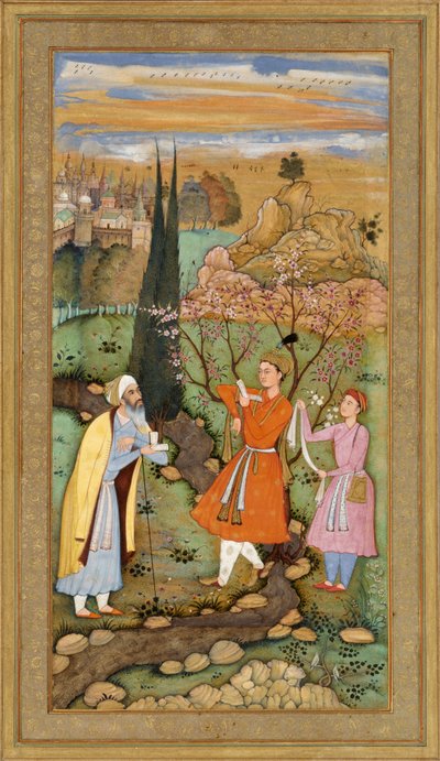 Foglio dal Muraqqa Gulshan- Il poeta e il principe (recto) Calligrafia (verso) da Salim Quli